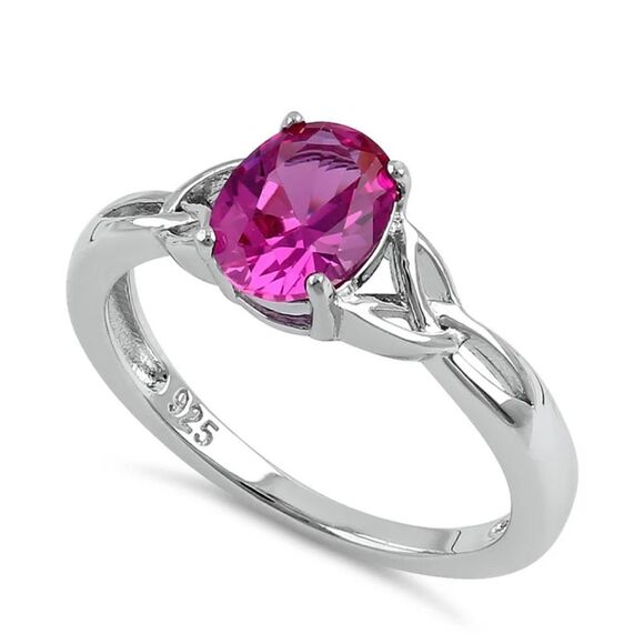Sterling Silver Charmed Oval Faceted Ruby Ring New - Picture 1 of 8